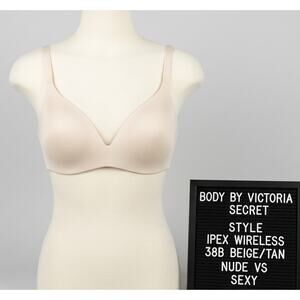 Body By Victoria Secret Beige Tan Nude Wireless Ipex Bra Size 38B VS Sexy